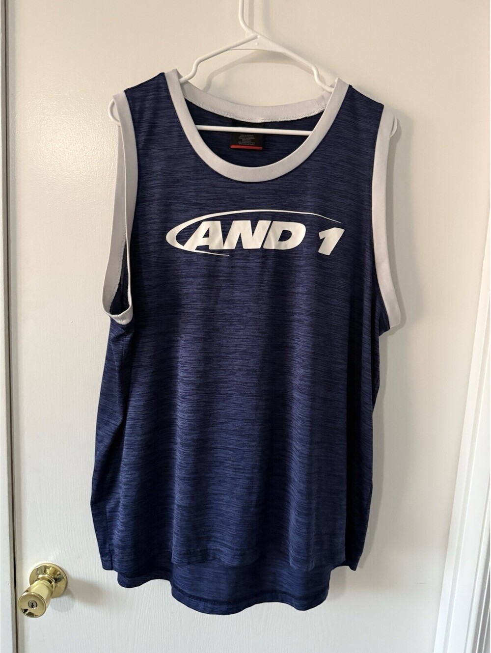 AND1 Men’s XL Blue Sleeveless Performance Basketball Tank Top Athletic Jersey